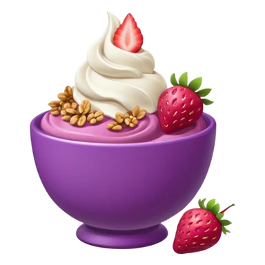 acai soft serve in a bowl either strawberries and granola sticker