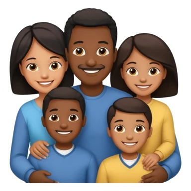 black family with 3 kid sticker