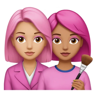 Woman coloring a hair off ohter woman sticker