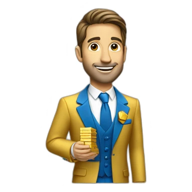 Posh-man-with-blue-suit-offering-goldbar sticker