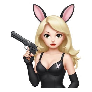 girl pointing a gun as a playboy bunny sticker