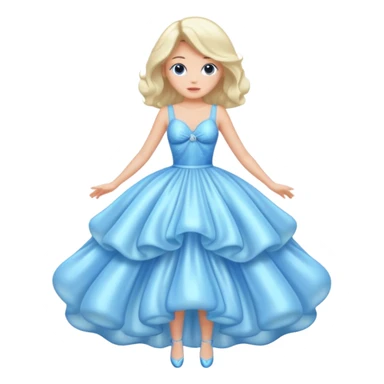 The bubble dress is typically a voluminous ball gown, designed to make Glinda look like she’s literally floating in a bubble. It features:  Pale blue or shimmering white-blue hues isolated  sticker