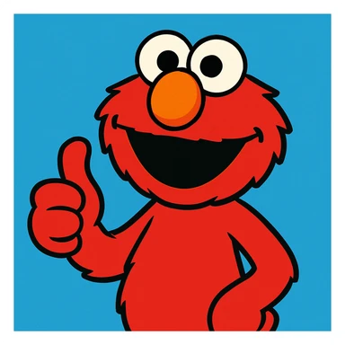 Elmo giving a thumbs up, vibrant cartoon style sticker