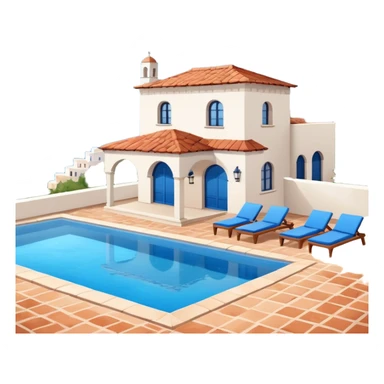 a villa with a pool sticker