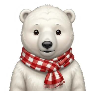 polar bear wearing a red and white checkered scarf sticker