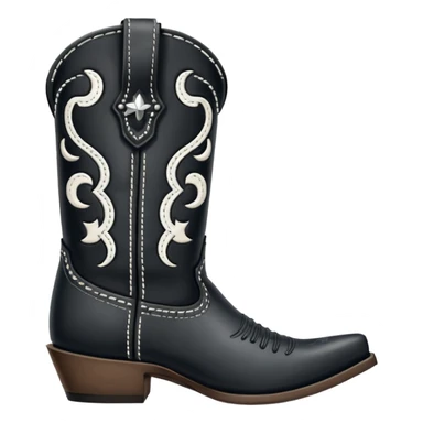 black cowboy boot with white detail sticker