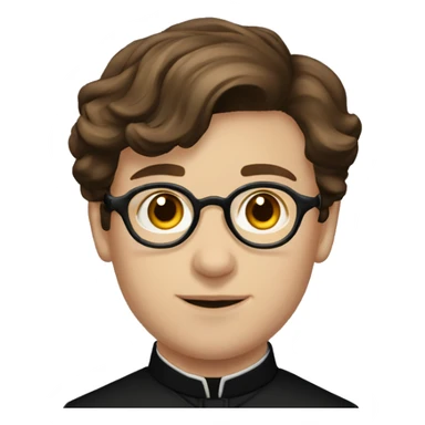 victorian young priest with brown hair and glasses and black dress sticker
