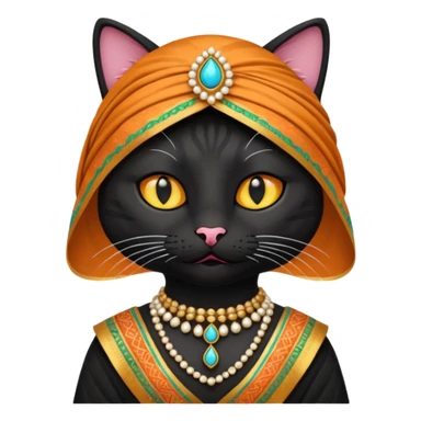 black cat wearing indian clothes sticker