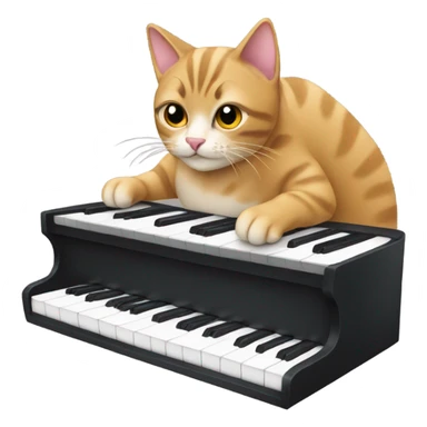 cat playing piano sticker