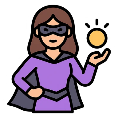 female superhero in a soft purple and black suit, glowing magical energy in her hand sticker