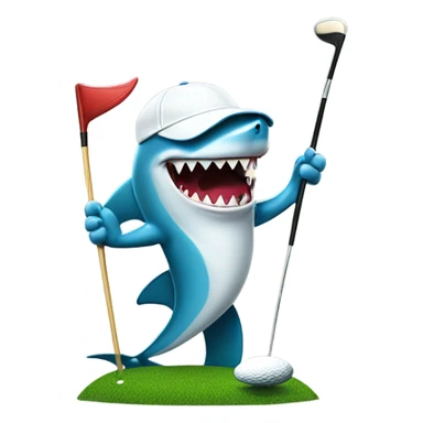 A shark golfing sticker