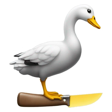 regular goose emoji holding with the yellow hand a knife  sticker