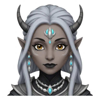 ESO female daedra, lashes and earrings, gray skin sticker