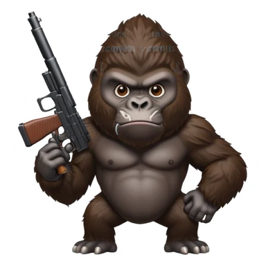 A mean gorilla holding a big gun sticker