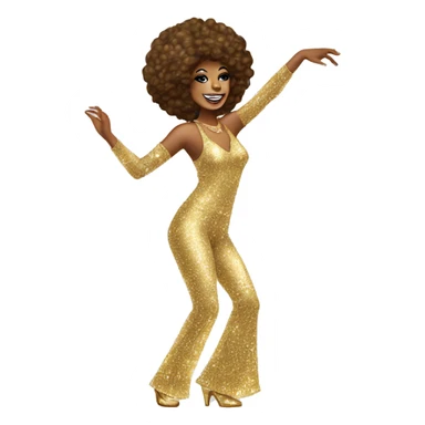 White 70s disco queen woman dancing in glitter jumpsuit sticker