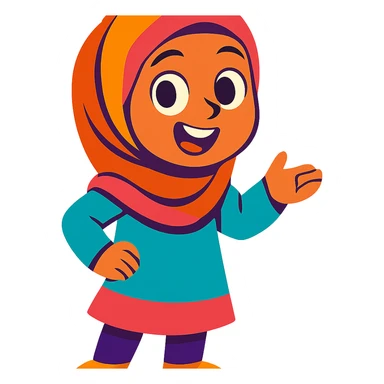 hijabi girl, vibrant cartoon style, colorful, expressive sticker