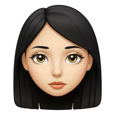 girl with medium long hair black hair black eyes almond olive skin stone small lips sticker