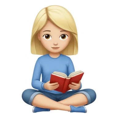 Blonde girl sitting down reading a book sticker