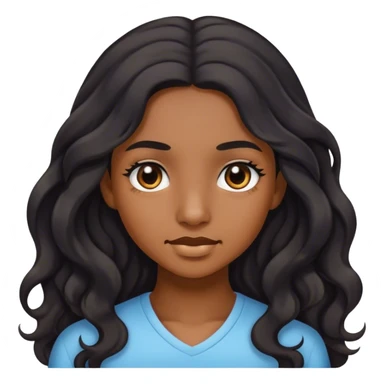 teen brown skin woman with long wavy hair that is black and black eyes sticker