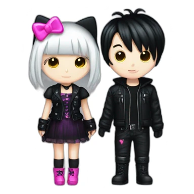 goth boy and hello kitty girl couple sticker