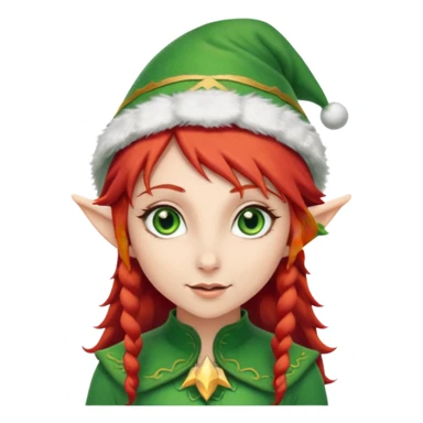 elf girl with elf hat, red hair sticker