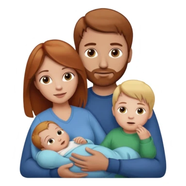 A mother and father with a baby - the mother has reddish-brown hair, father has brown hair and baby has blonde hair sticker