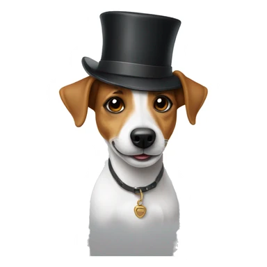 Jack Russell dog with a hat sticker