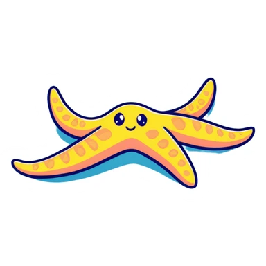 Cute orange sea star with five arms sticker