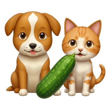 Köpekin yaninda kedi ikside hiyar yesin sticker