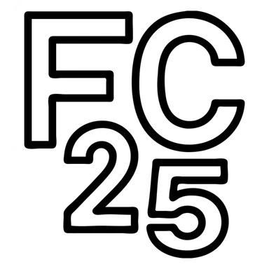 minimal icon of 'FC 25' as a monogram, outlined, no fill, geometric style sticker