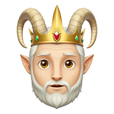 man with goat horns wearing a crown sticker