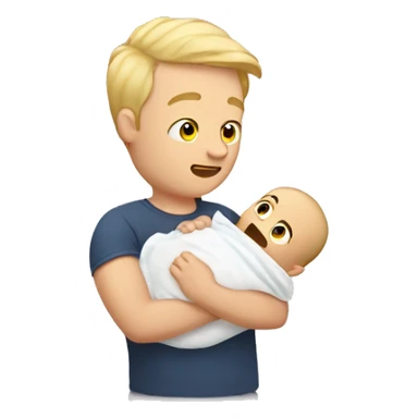 blonde dad changes diaper to baby sticker