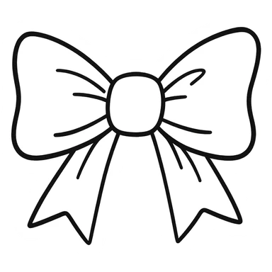 cute pink bow tie hand drawn outline style, black and white, no color sticker