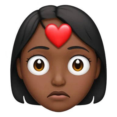 A frowny Face with a heart above one eye and a tear under the other sticker