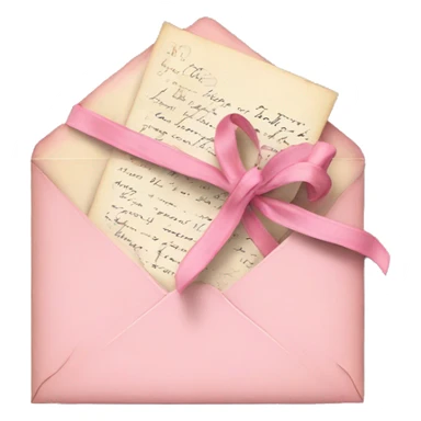 vintage love letters in envelope tied with a baby pink ribbon  sticker