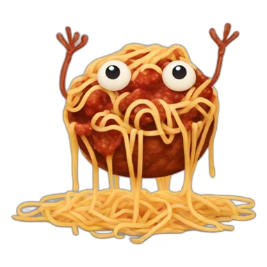 Spaghetti and meatballs, with a face arms and legs sticker