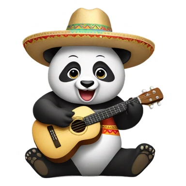 happy panda wearing sombrero playing ukulele sticker