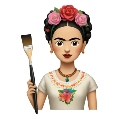 body frida kahlo kid with paintbrush sticker