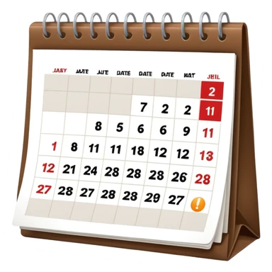 Desk calendar flipped to current month sticker