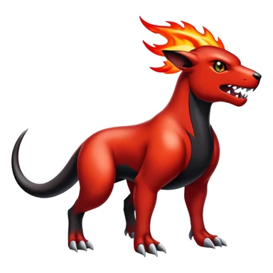 Badass cool shiny Houndoom-Charmeleon-Fakémon-hybrid-creature (full body)  sticker