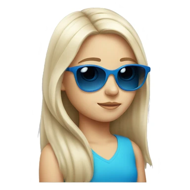 Little white girl with blue sunglasses sticker