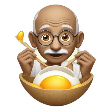 Gandhi eating a big egg sticker