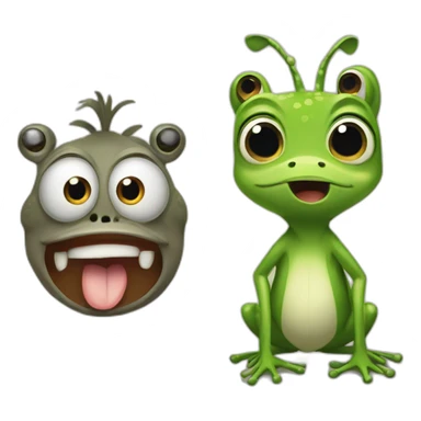 a frog and a donkey surprised sticker