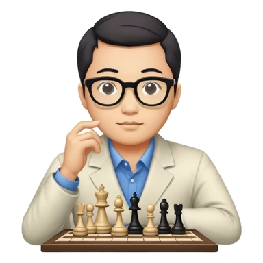 asian man with glasses playing chess sticker