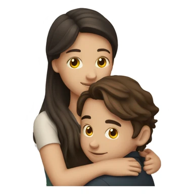 Brunette girl and boy hugging  sticker