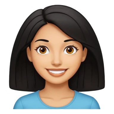 mulher morena de pele marrom, cabelos pretos lisos, sorrindo sticker