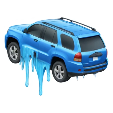 Blue suv melting like an ice block in the sun sticker