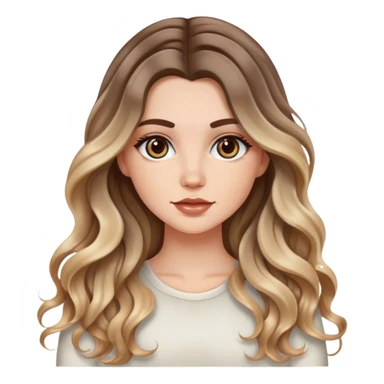 Chica blanca, cabello largo con ondas y balayage, crafter  sticker