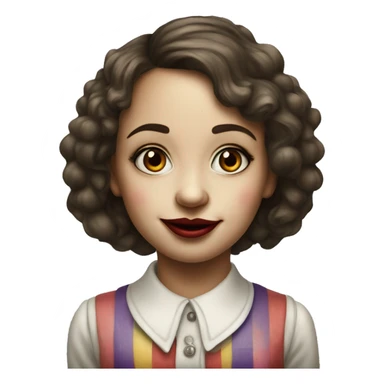 realistic portrait of elegant girl with clown nose sticker