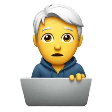 sad person with laptop sticker